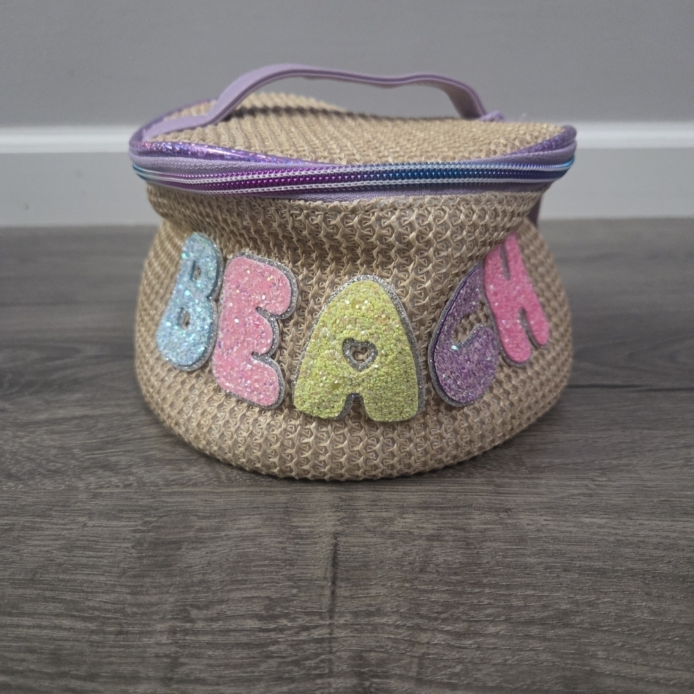 Girls Beach Round Straw Tote Bag NWT
